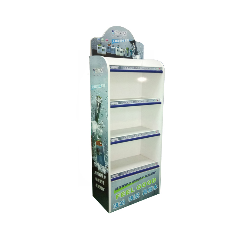 4 tiers water bottle wood display rack