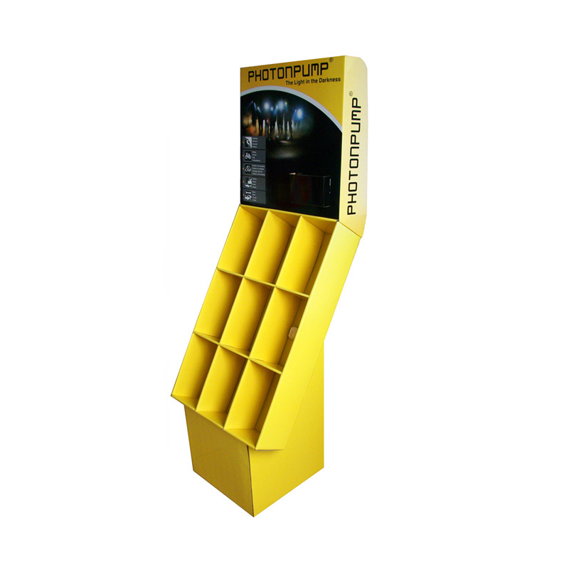 Yellow Corrugated cardboard display stand rack